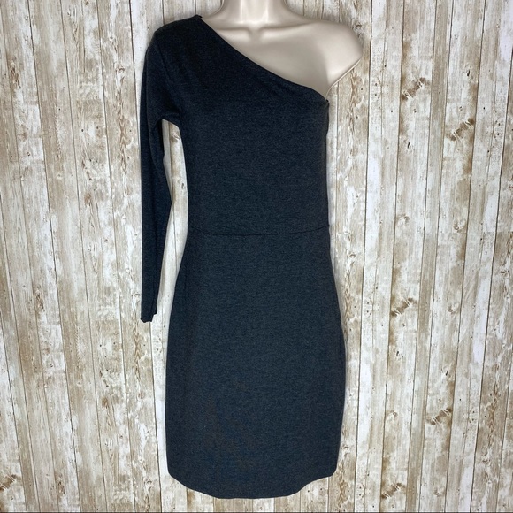 Filthy Mouth Dresses & Skirts - Filthy Mouth- Charcoal Gray One Shoulder Dress